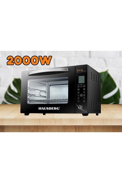 Hausberg Electric oven HB-9265, 2000W, 230 degrees, Capacity 65L, Turbo fan, Thermostat, Black