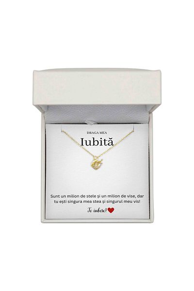 The Jewel Heart Pentru Iubita Mea – Colier în Formă de Lebădă, Argint Placat cu Aur 14K