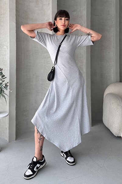 EYLANA Asymetric Cut Design Cashorse Dress