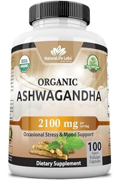 Vegans Organic Ashwagandha 2,100 mg - 100 Vegan Capsules Pure Organic Ashwagandha Powder with Black Pepper