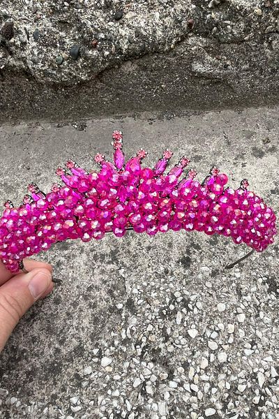 Hobigram Alyce Fuchsia Bridal Henna Tiara Special Occasion Accessory Women's Crown Hair Accessory – Crown, Crystal Stone