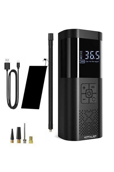 Vittalist Smart Electric Pump, Multifunctional, for Car, Motorcycle and Bicycle Tires, Mattresses, and Balls