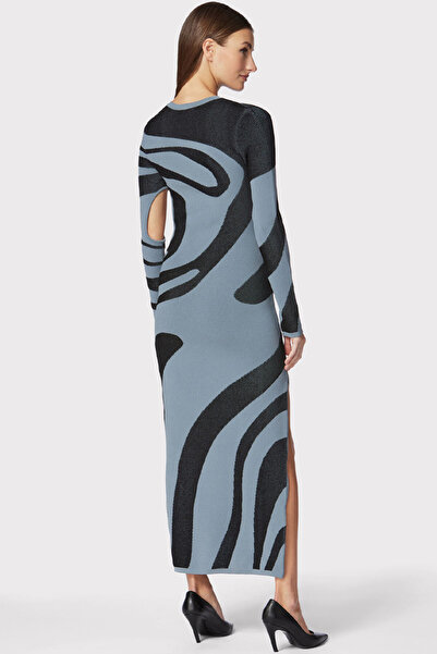 Herve Leger ROCHIE LUNGĂ DIN JACQUARD ABSTRACT - - GRI, XS