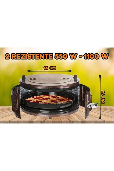 ertone Cuptor electric rotund cu termostat MN-9010VS, 1100W, 40l, indicator luminos, Visiniu