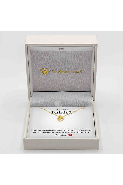 The Jewel Heart Pentru Iubita Mea – Colier în Formă de Lebădă, Argint Placat cu Aur 14K