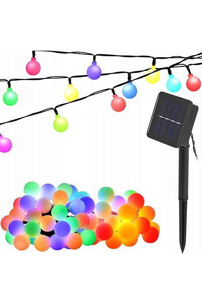 Avex Magical Outdoor Light String with 50 Multicolored LEDs, 8 Functions and Solar Panel, length 6.7 m