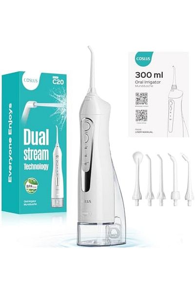COSLUS Professional Water Flosser For Teeth Braces Gums Care, Cordless Oral Irrigador, Deep Cleaning