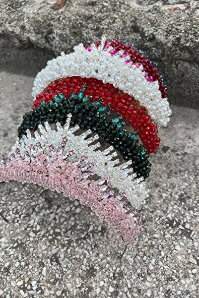 Hobigram Alyce Cream Pearl Bridal Henna Crown Special Occasion Accessory Women's Crown and Three Shuttle Earrings Set