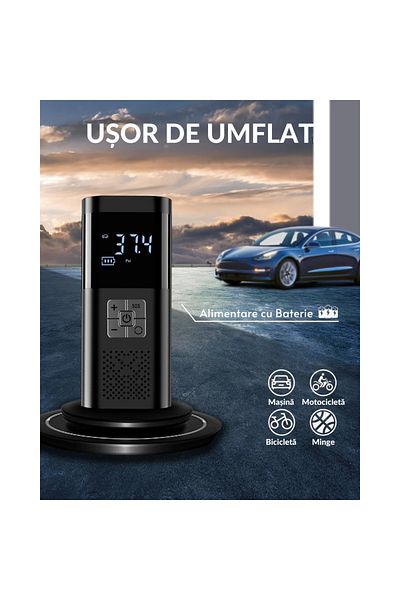Vittalist Smart Electric Pump, Multifunctional, for Car, Motorcycle and Bicycle Tires, Mattresses, and Balls