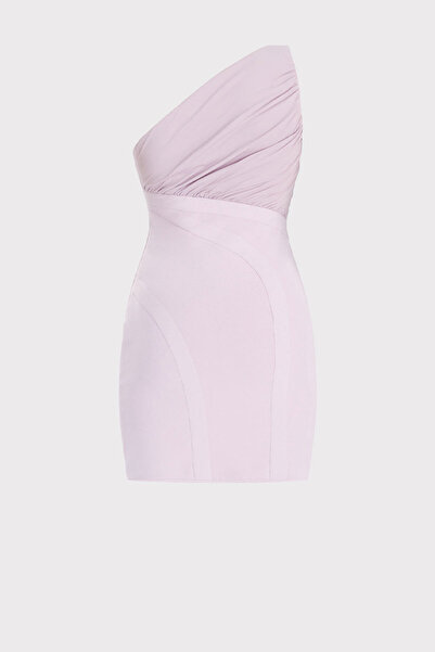 Herve Leger MINI RUCHED WOVEN MIX DRESS - - PINK, S