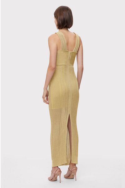 Herve Leger ROCHIE CU STRIURI METALICE TEXTURATE - HERVE LEGER - AUR, M