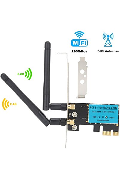 BiXXBi Placă de rețea PCI-E WiFi 5 Dual-Band 1200 Mbps cu antene externe