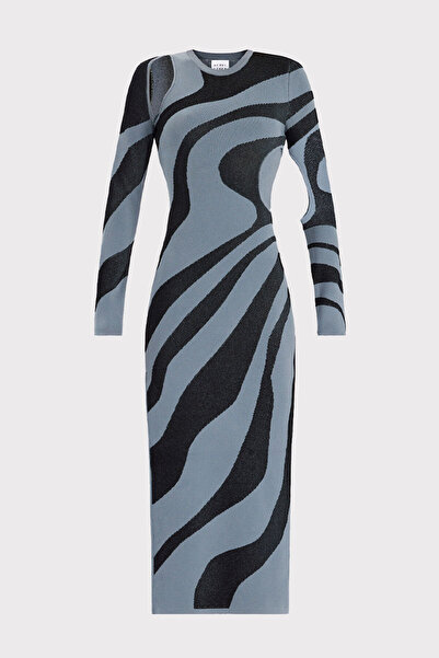 Herve Leger ROCHIE LUNGĂ DIN JACQUARD ABSTRACT - - GRI, XS