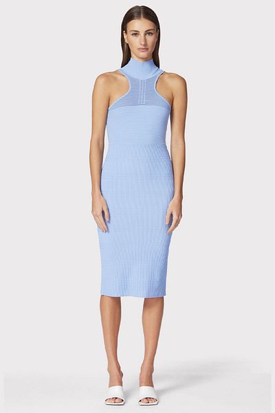 Herve Leger ROCHIE MIDI CU DUNGI OTOMANE - HERVE LEGER - ALBASTRU, XS
