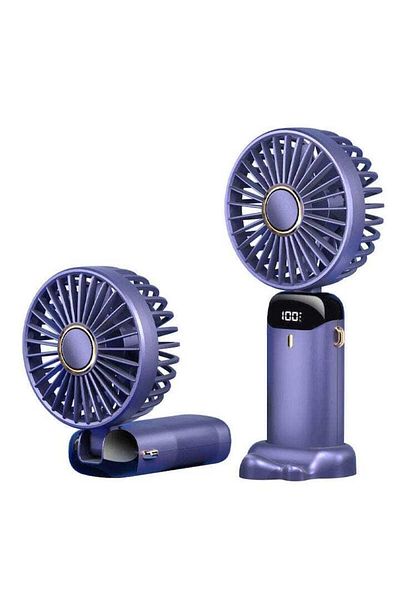 FIXLY Ultra Portable Fan, 3 in 1, Handheld, Desktop, Neck, 5 Speed Levels, Foldable, with LCD Screen