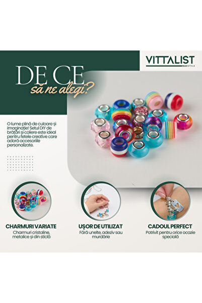 Vittalist Set brățări și pandantive, bijuterii reglabile cu lanț, mărgele, coliere, 112 piese, albastru