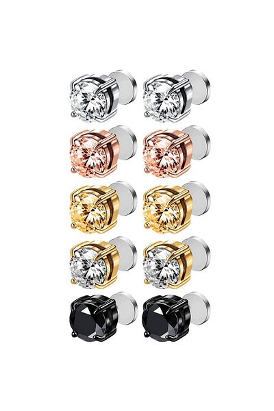 Sprise Set of 2 pairs of magnetic earrings, Zirconium, Silver