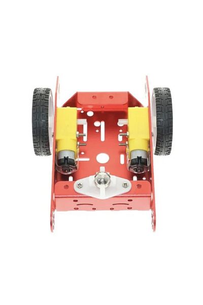 ROBOFUN Kit șasiu auto din aluminiu 2WD roșu pentru robot inteligent