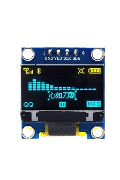 ROBOFUN Yellow Blue 0.96" Inch I2C OLED LCD Module 4pin (Black) SSD1306 IIC:GND VDD SCK SDA with Solderin