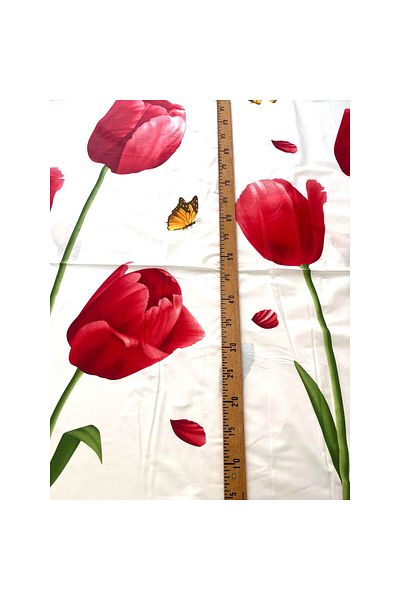 Freedom Material textil, bumbac 100% natural latime 240 cm, model lalele rosu