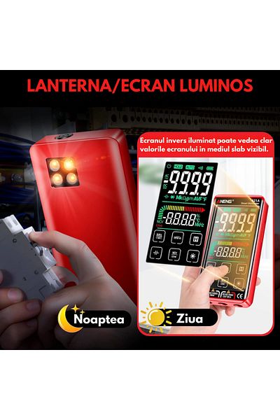 Vittalist Digital Multimeter, Lcd Screen, Automatic Warning And Detection, Dc/ac Current Measurement, Red