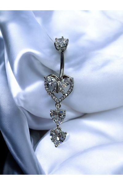 Takayrum Steel Heart and Butterfly Detailed Navel Piercing
