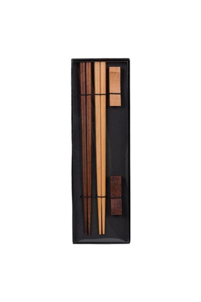 Sprise Set 2 Perechi Betisoare Chinezesti Premium Chopsticks, Cu Suport, Lemn