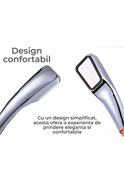 BiXXBi Set de duș cu accesorii, placă din oțel inoxidabil, suport de montare, furtun de 1/2", argintiu