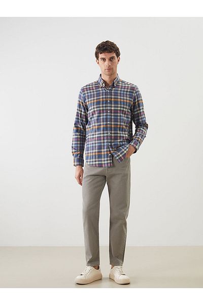 LC Waikiki Regular Fit Long Sleeve Plaid Dobby Men's Shirt