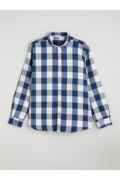 LC Waikiki Regular Fit Long Sleeve Plaid Dobby Men's Shirt