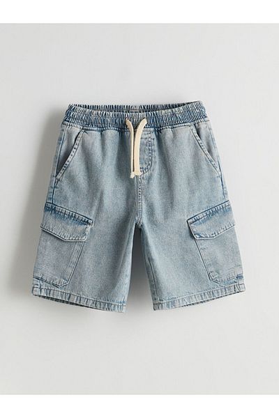 LC Waikiki Pantaloni scurți cargo Jean pentru băiat cu talie elastică