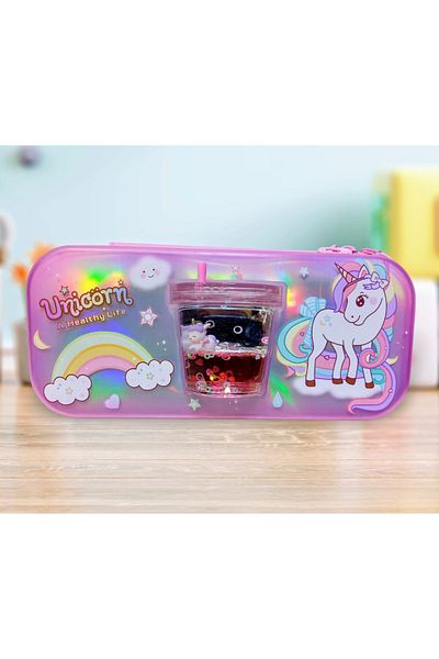 izmir yazici servis Μολυβοθήκη με μοτίβο Unicorn Θήκη μολυβιού με μονό φερμουάρ διπλού ματιού σιλικόνης Water Orb