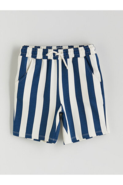 LC Waikiki شورت إنديجو للأولاد مخطط بخصر مطاطي