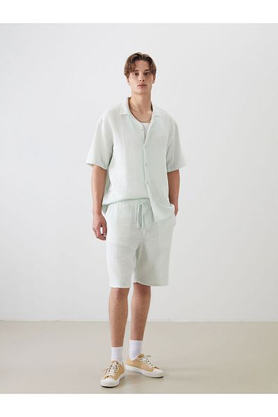 LC Waikiki Xside Blue Comfortable Fit Men's Muslin Shorts