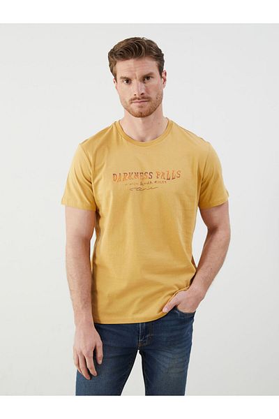 LC Waikiki New Season Crew Neck εμπριμέ χτενισμένο βαμβακερό ανδρικό Tisort - S5KP00Z8