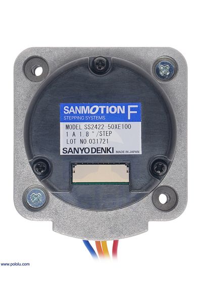 Sanyo Pancake Stepper Motor with Encoder: Bipolar, 200 Steps/Rev, 42×31.5mm, 5.4V, 1 A/Phase, 4000 CPR