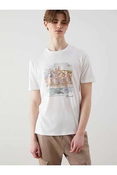 LC Waikiki Crew Neck Marseille Printed Combed Cotton Men's T-Shirt
