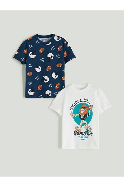 LC Waikiki Crew Neck Printed Boys' T-Shirt Pack of 2