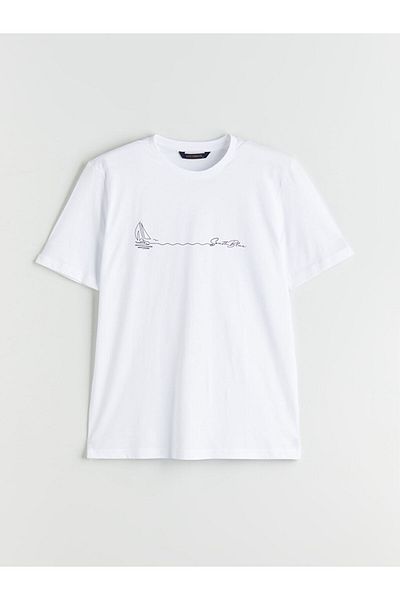 LC Waikiki New Season Crew Neck εμπριμέ χτενισμένο βαμβακερό ανδρικό Tisort - S5R651Z8