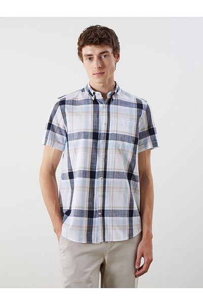 LC Waikiki Regular Fit Short Sleeve Plaid Poplin Men's Shirt