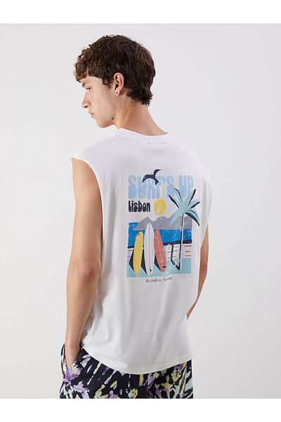 LC Waikiki Ανδρικό αμάνικο μπλουζάκι με στάμπα New Season Crew Neck - S5QN67Z8