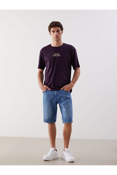 LC Waikiki New Season Crew Neck εμπριμέ χτενισμένο βαμβακερό ανδρικό Tisort - S5K578Z8