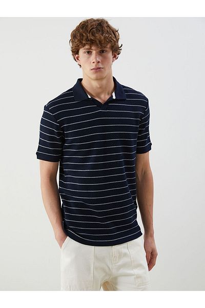 LC Waikiki Polo Neck Striped Men's Textured T-Shirt