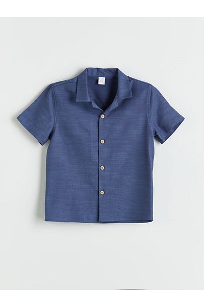 LC Waikiki Navy Blue Basic Cotton Boy's Shirt