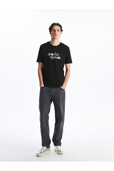 LC Waikiki Crew Neck Short Sleeve Squid Game Printed Combed Cotton Men's T-Shirt