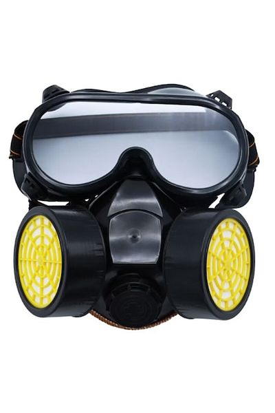 Rovitech Set masca si ochelari de protectie, echipat cu doua filtre de carbon activ, Negru