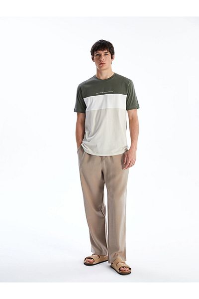LC Waikiki Crew Neck Color Blocked Combed Cotton Men's T-Shirt