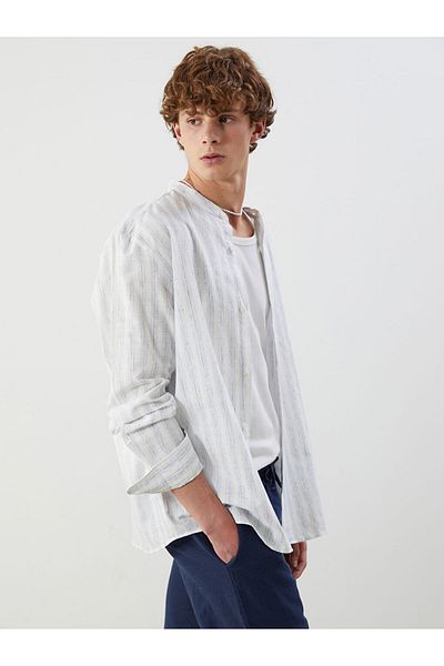 LC Waikiki Regular Fit Long Sleeve Linen Blended Men's Shirt