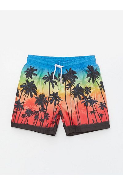 LC Waikiki Patterned Boys' Swim Shorts with Elastic Waistband