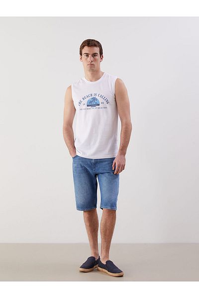LC Waikiki Ανδρικό αμάνικο μπλουζάκι με στάμπα New Season Crew Neck - S5KL98Z8